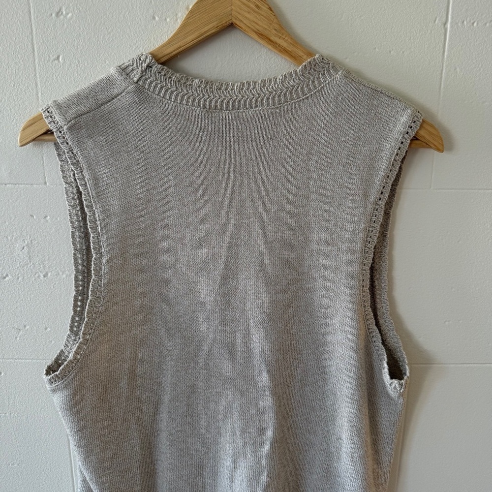 Vintage 90s Button Vest | Beige Knit Cottagecore Minimal | Medium - Picture 6 of 7